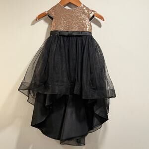 JJs House Girls Dress with Copper Gold Sequins and Black Skirt Size 3